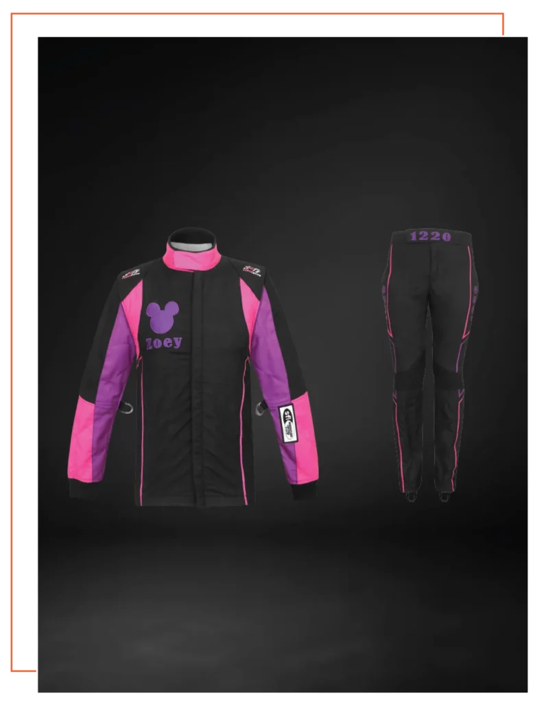 Custom Fire Racing Suit Pink and Black Picture Gallery