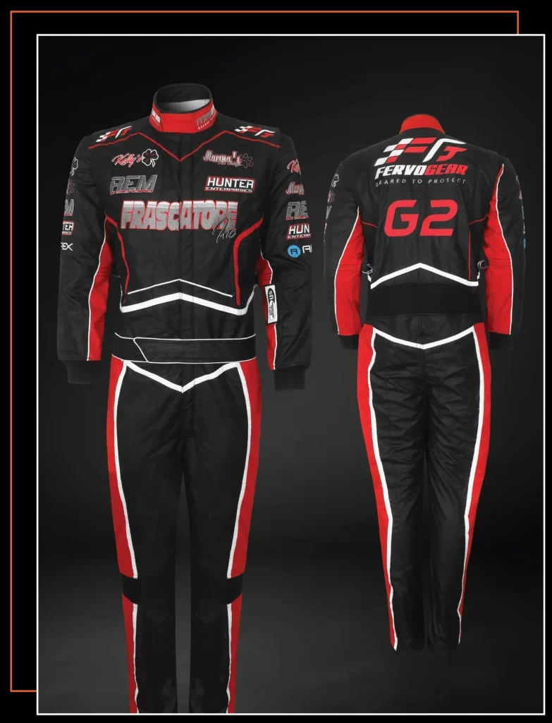 Custom Race Suits From $349 45 custom-auto-racing-suit-black-and-red-with-white-trim-sfi-5