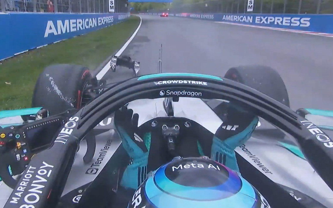 George Russell Sparks Red Bull Social Media Clash After Retirement 2 George Russell retires from the Canadian GP after a power unit failure while leading
