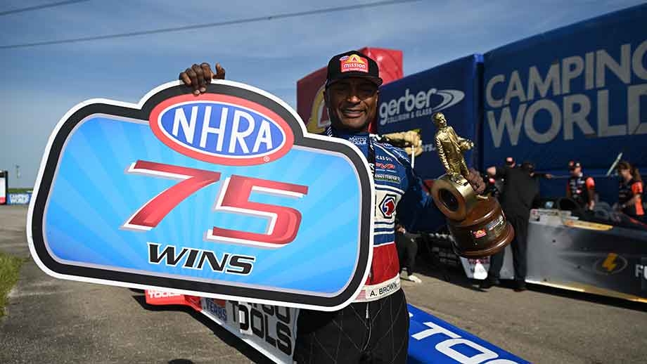 Antron Brown Races into Final Round at NHRA Nationals 2 Antron Brown’s Top Fuel dragster in action at Norwalk