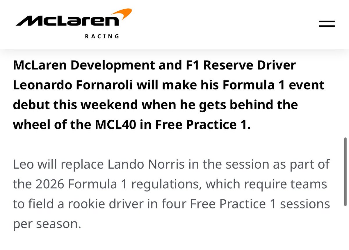 Herta’s Exciting F1 Debut and All Rookie Action at Barcelona Practice 3 Leo Fornaroli replaces Lando Norris for McLaren in Barcelona FP1