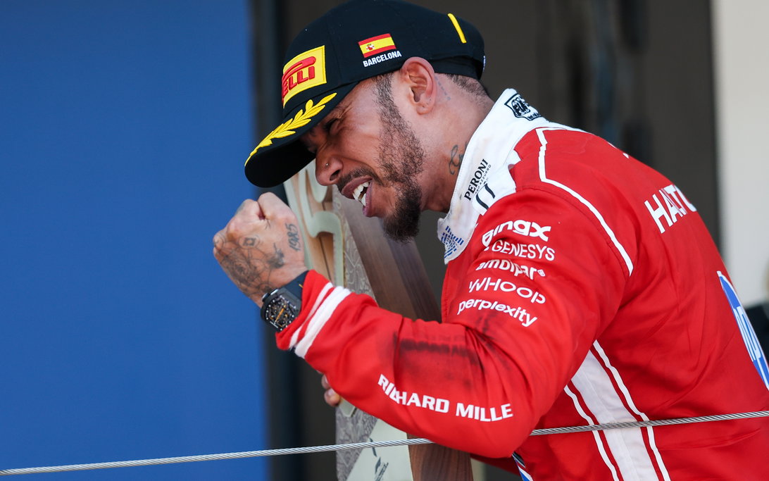 Lewis Hamilton Poised for Title Win After Ferrari’s Big Breakthrough 2 Lewis Hamilton celebrates Ferrari victory at the Barcelona Grand Prix