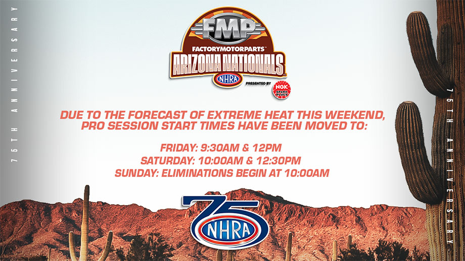 Friday Qualifying Schedule Updated for Summit Racing NHRA Nationals in Norwalk 3 NHRA schedule change announcement graphic