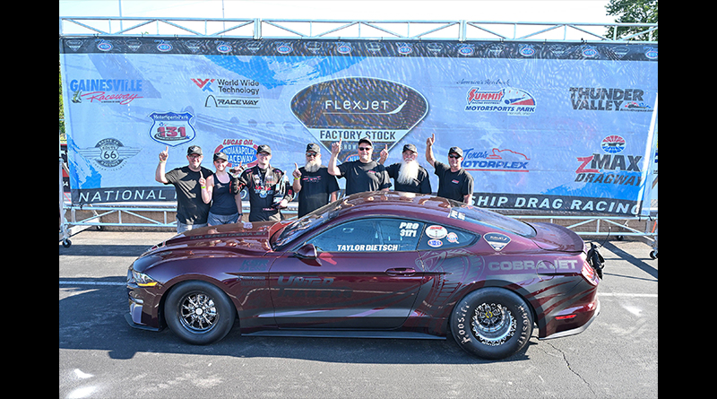 Taylor Dietsch Claims First 2026 Flexjet Factory Win in Norwalk 3 Dietsch’s Ford Mustang Cobra Jet at speed during the Norwalk final