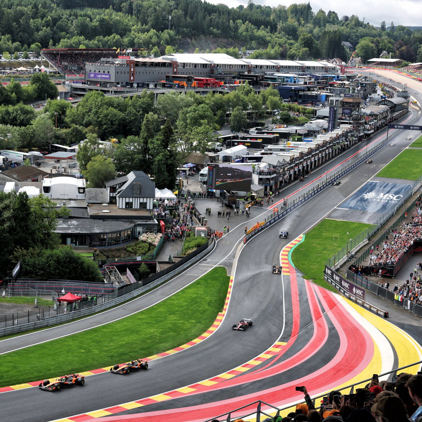 2026 F1 Belgian Grand Prix Spa – Exact Start Time Today Revealed 3 Cars line up on the Spa grid ahead of lights out
