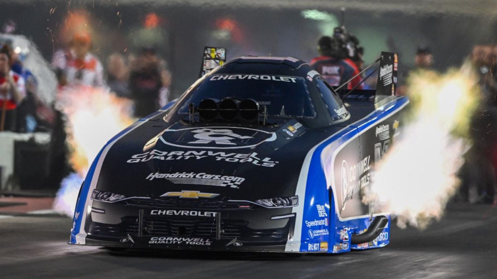 Jordan Vandergriff Powers John Force Racing at Cornwell Night Under Fire 2 Jordan Vandergriff prepares to represent John Force Racing at Night Under Fire