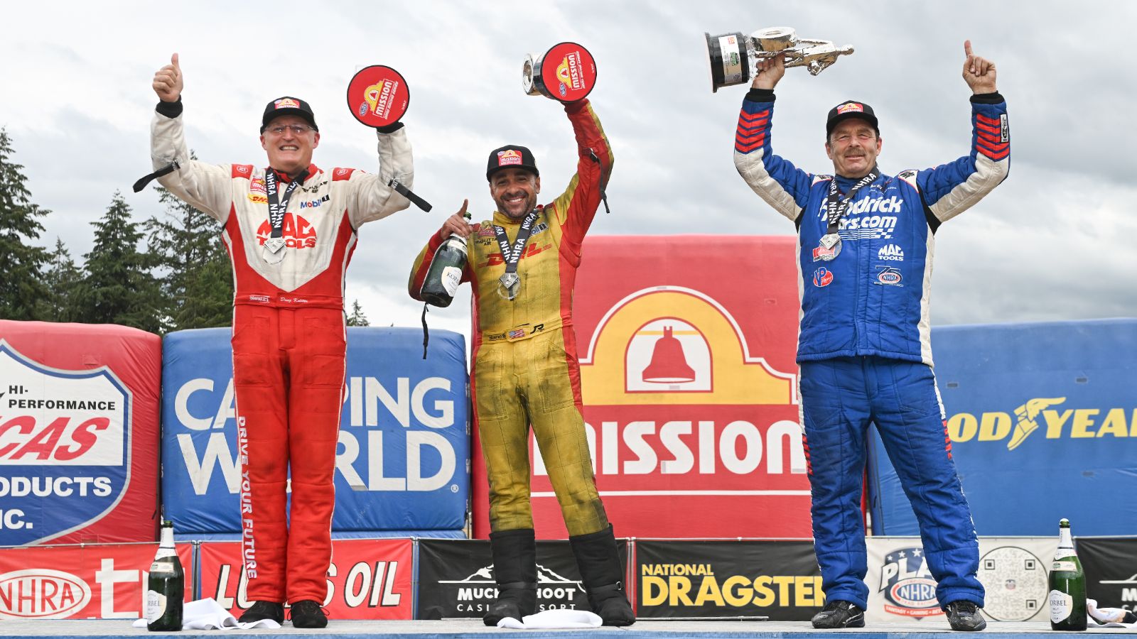 Kalitta, Todd, and Anderson Secure Thrilling Wins at Muckleshoot NHRA Northwest Nationals 2 J.R. Todd, Doug Kalitta, and Greg Anderson celebrate wins at the Muckleshoot NHRA Northwest Nationals