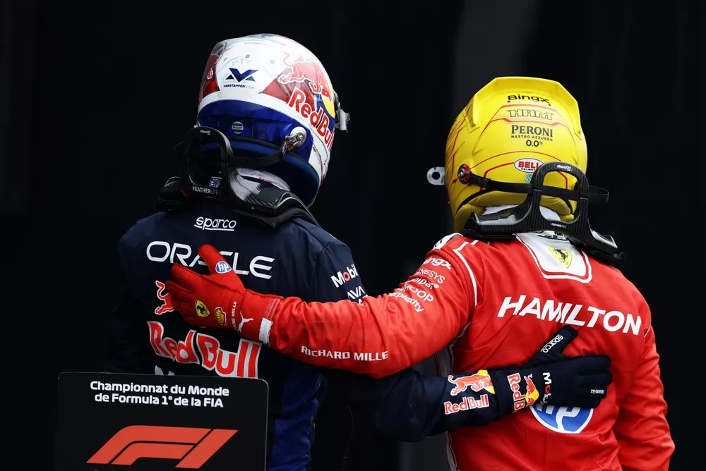Lewis Hamilton Faces Late Setback as Kimi Antonelli Tops Belgian GP Pole 3 Lewis Hamilton and Max Verstappen during the Belgian GP weekend