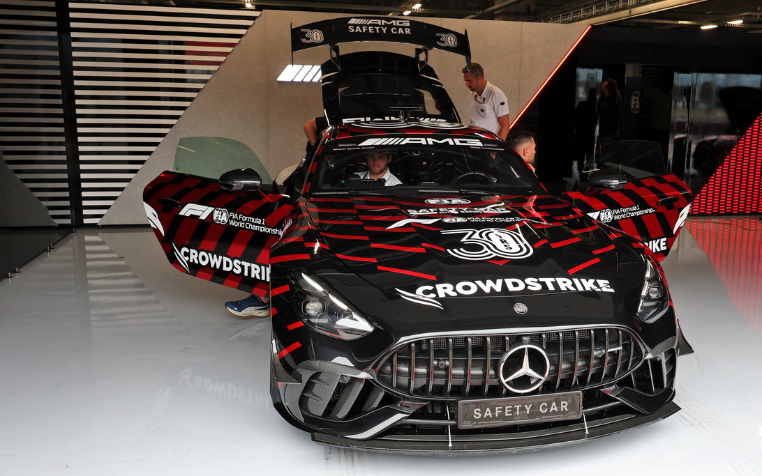Mercedes Reveals Bold New F1 Safety Car for Major Milestone 3 Rear view of the Mercedes-AMG GT 63 PRO F1 safety car, highlighting aero and light bar