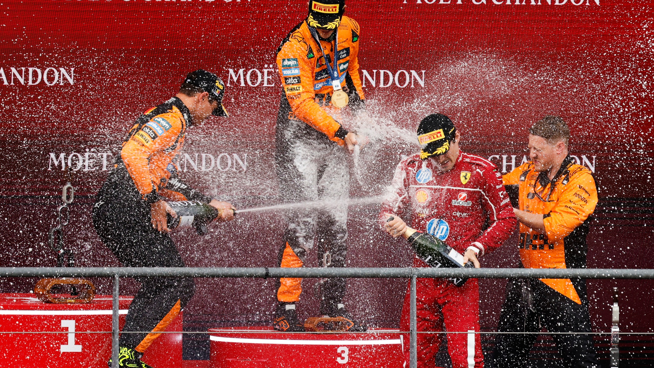 Norris Confident His Pace Was More Than Enough for Spa Podium 2 McLaren cars in action during the Belgian Grand Prix at Spa-Francorchamps