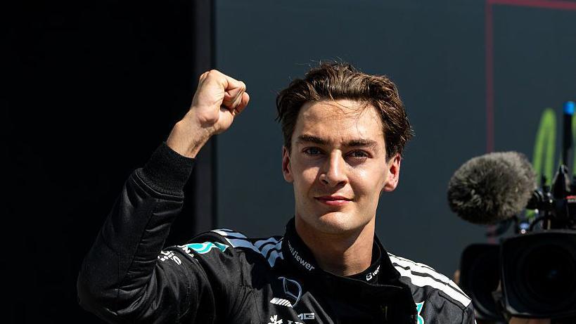 George Russell Shocks Zandvoort with Powerful Bounce Back 2 George Russell celebrates Sprint pole at Zandvoort