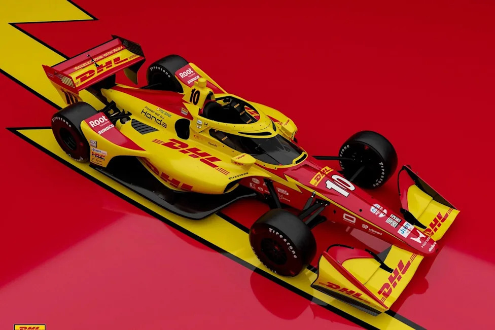Alex Zanardi Honored with Iconic Lightning Bolt Return on No. 10 2 CGR No. 10 DHL Lightning Bolt Honda livery at Laguna Seca in tribute to Alex Zanardi