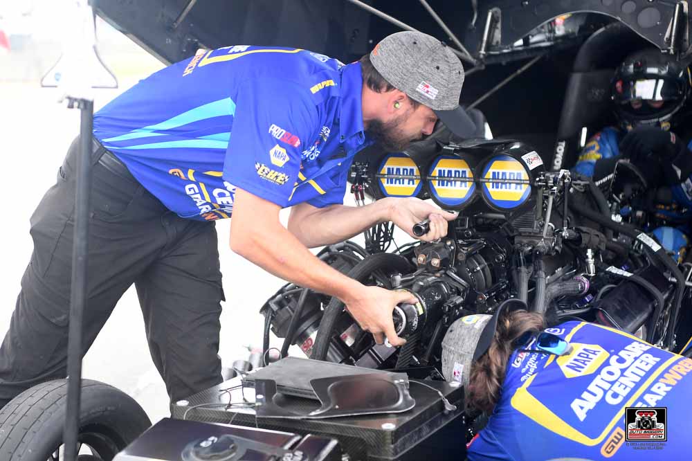 Top Funny Car Racer Ron Capps Returns to Brainerd for NHRA 75th Anniversary 3 Ron Capps prepares his NAPA Auto Care Funny Car in Brainerd staging