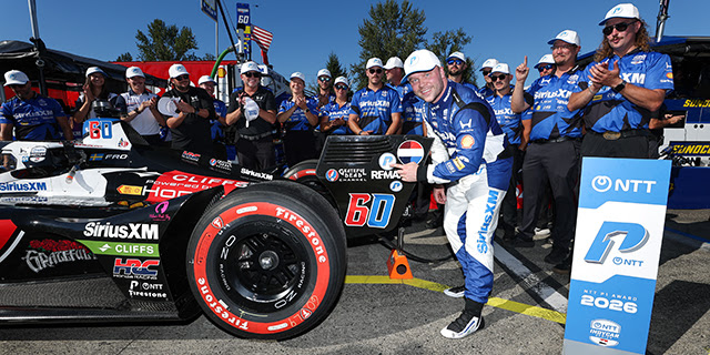 Felix Rosenqvist Clinches Portland Pole with Steady Progress 2 Felix Rosenqvist celebrates Portland pole in a Grateful Dead tribute livery