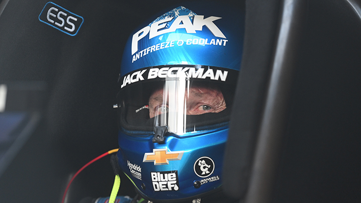Jack Beckman Aims for Another Big Win at Brainerd 2 Jack Beckman and the PEAK Chevrolet Funny Car at the NHRA Brainerd Nationals