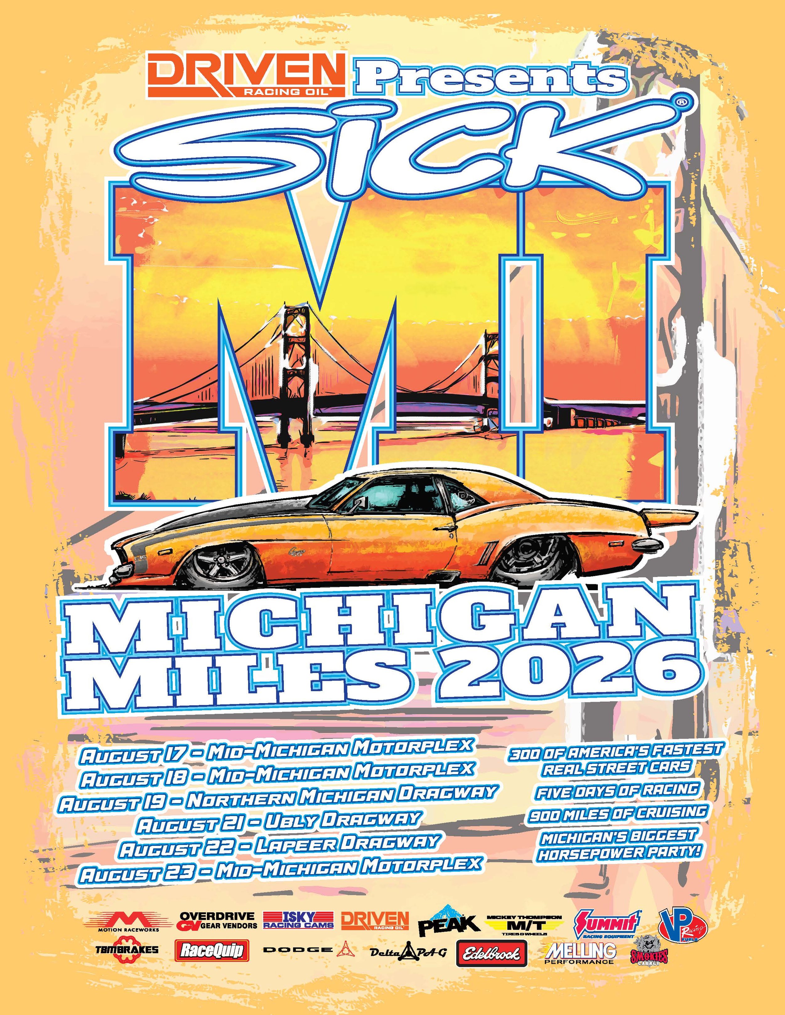Sick Michigan Miles to Showcase 250 Fastest Street Cars in Michigan 2 Street cars lined up for competition during a multi-day drag racing event
