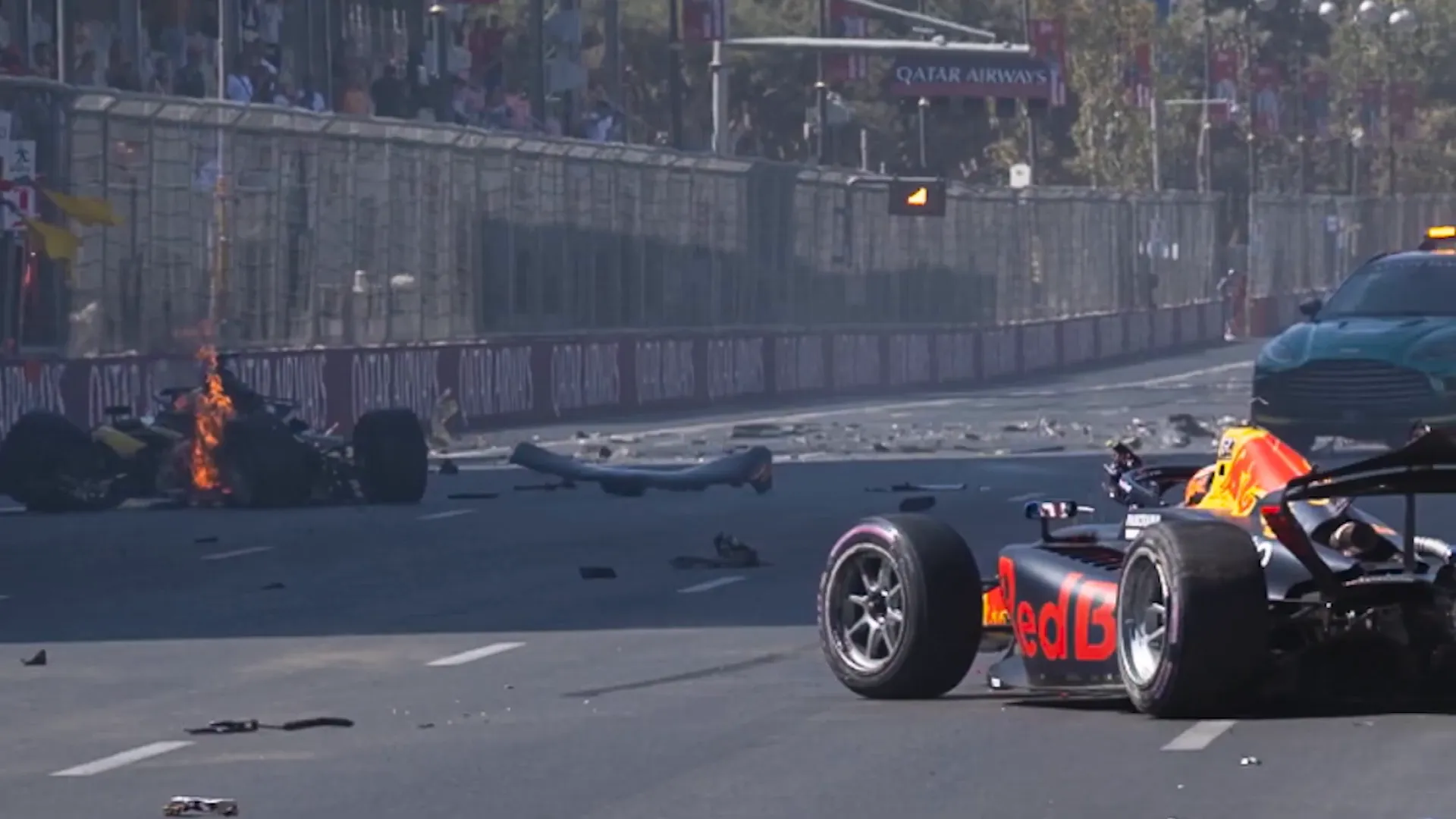 F1 Driver Injured After Shocking Medical Car Collision 3 Safety crews respond to incidents during a Formula 1 race