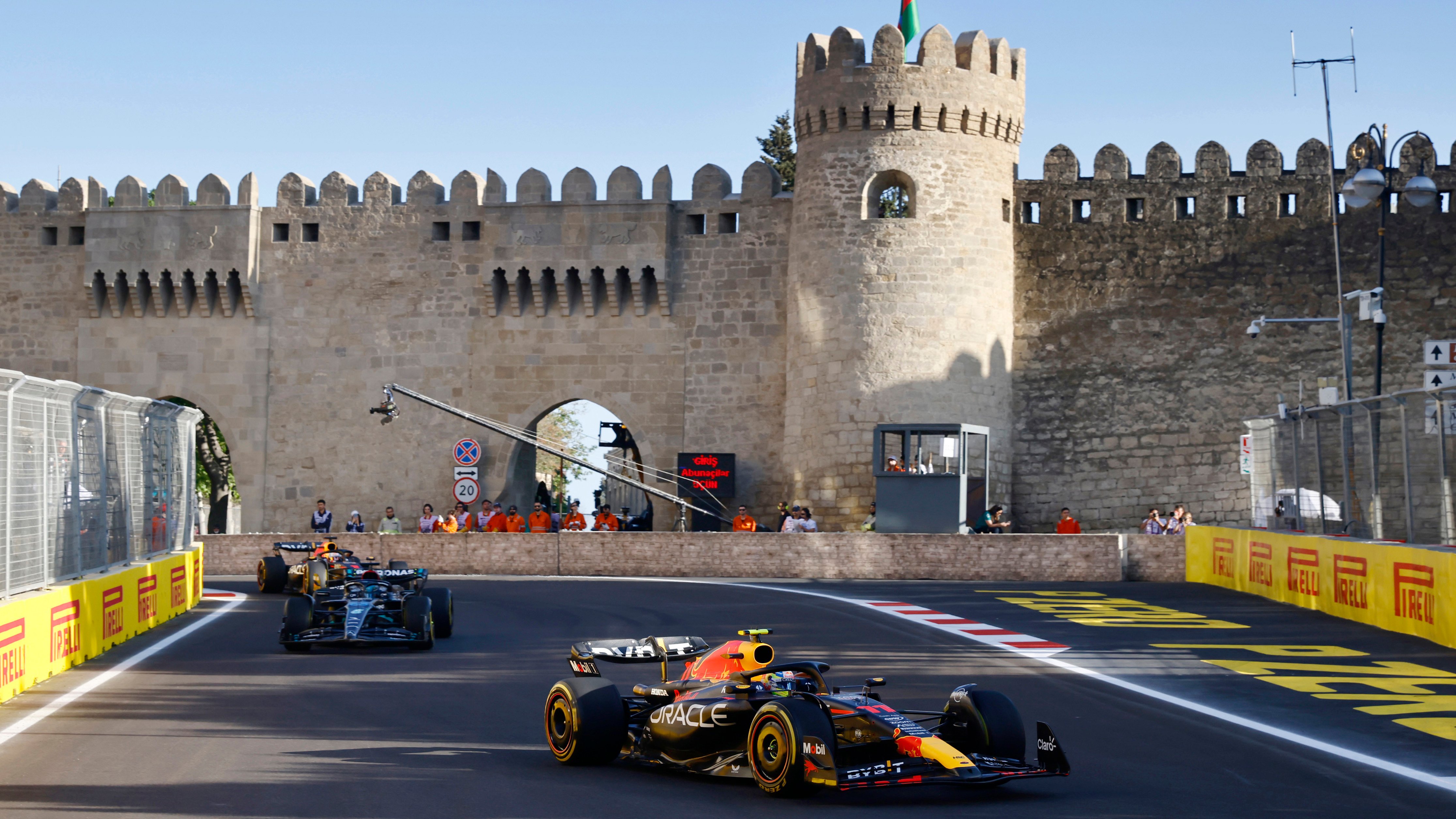 Live Updates: Exciting Build-Up to the Azerbaijan GP Action 2 Formula 1 cars on Baku City Circuit ahead of Azerbaijan Grand Prix
