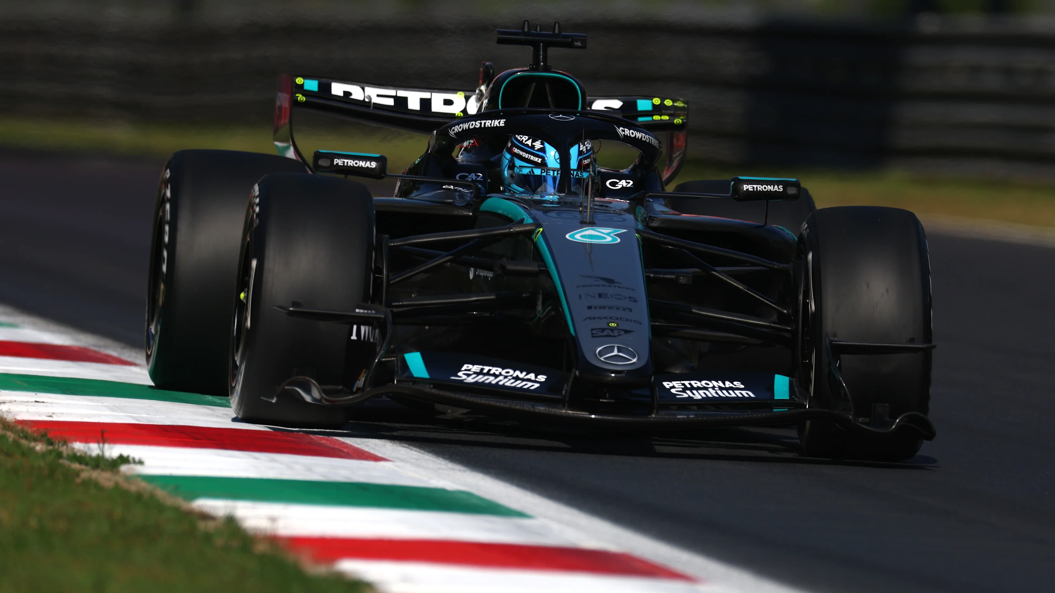 Kimi Antonelli’s Stunning Win Sparks Monza Chaos in Red-Flagged Italian GP 3 George Russell leads during the Italian Grand Prix at Monza