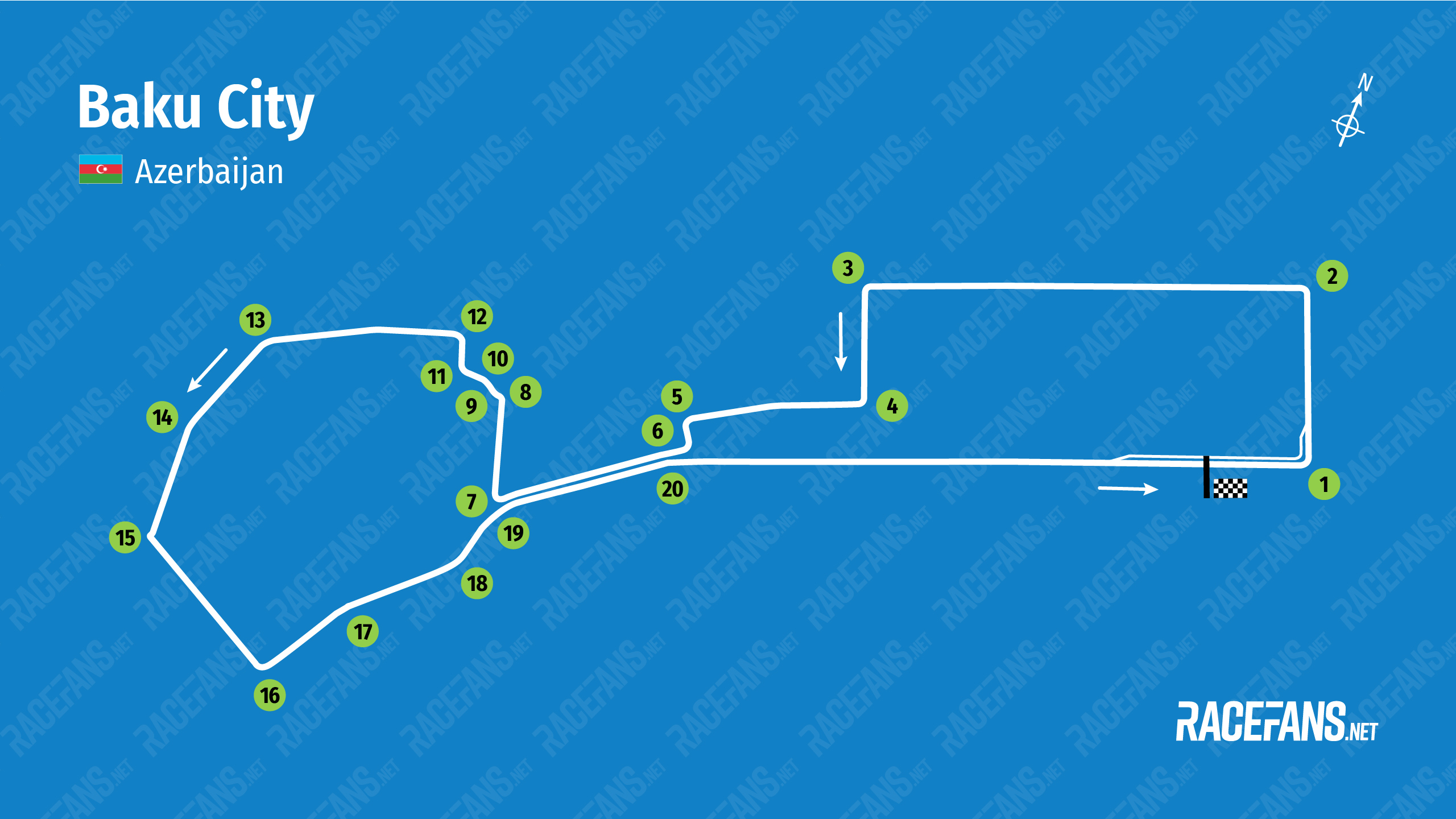 Discover Everything About the Exciting Baku City Circuit 3 Baku City Circuit track map and sector information