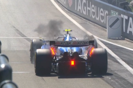 Carlos Sainz Dominates as F1 Brake Failures Hit Multiple Drivers 2 Carlos Sainz's Williams with rear brakes on fire during FP1 in Baku