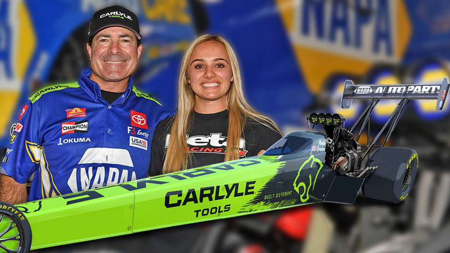 Ron Capps Motorsports Powers Through U.S. Nationals with Carlyle Tools 2 Ron Capps and Maddi Gordon in Carlyle Tools venom green livery at the NHRA U.S. Nationals, Indianapolis