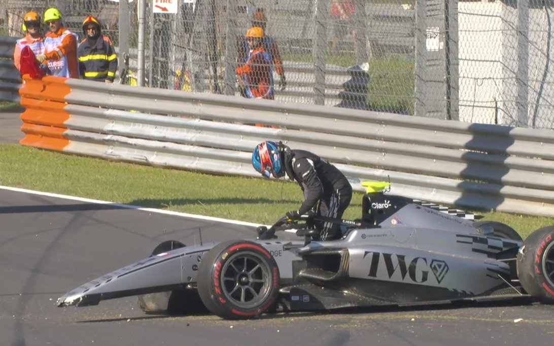 Colton Herta Crashes Badly Just Before Latest Cadillac F1 Race 2 Colton Herta’s F2 car after a Lesmo 2 crash at Monza ahead of his Cadillac F1 FP1 run