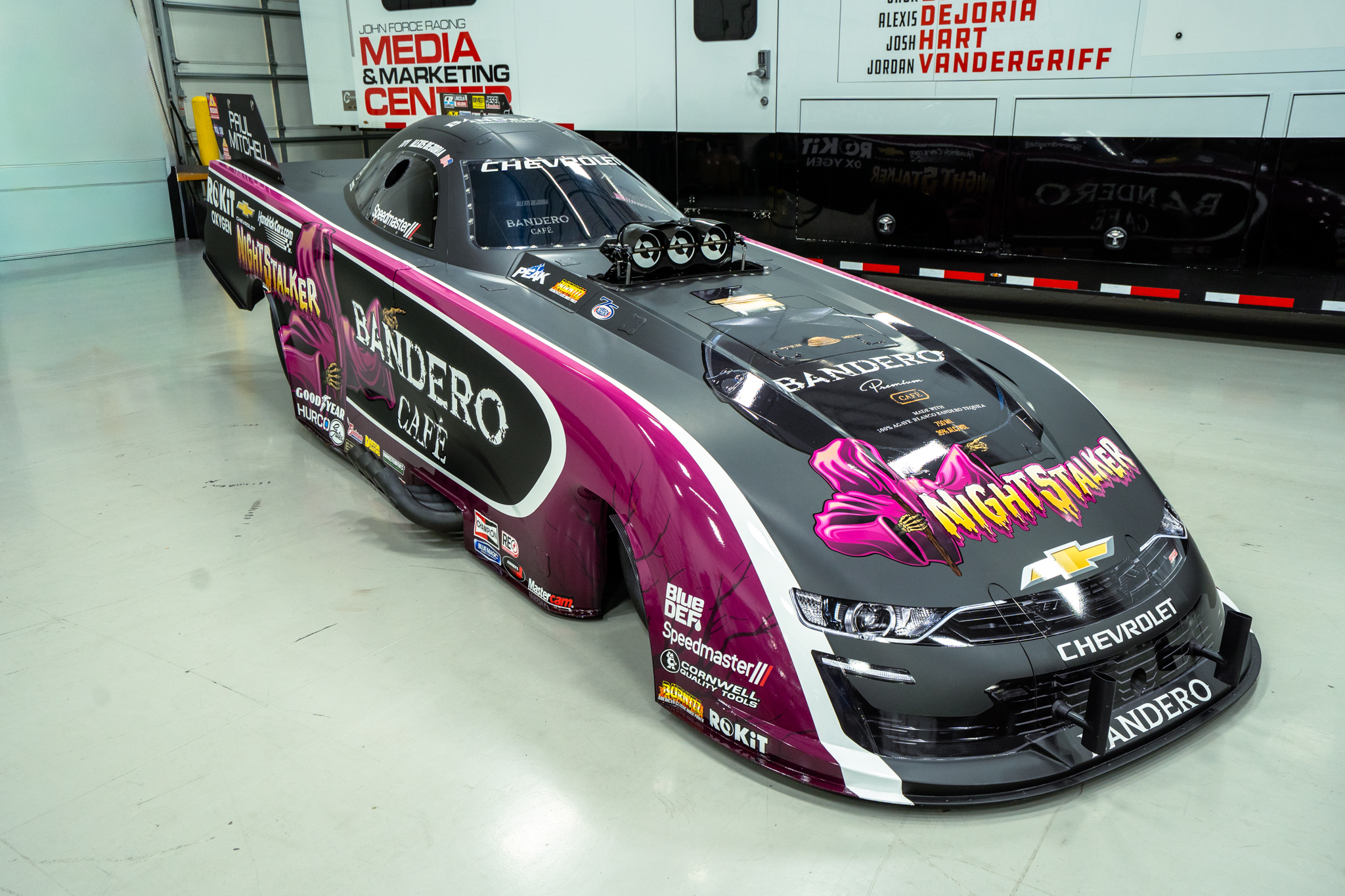 Alexis DeJoria Drives John Force’s Iconic Night Stalker at U.S. Nationals 3 DeJoria to race John Force’s Night Stalker scheme at the U.S. Nationals