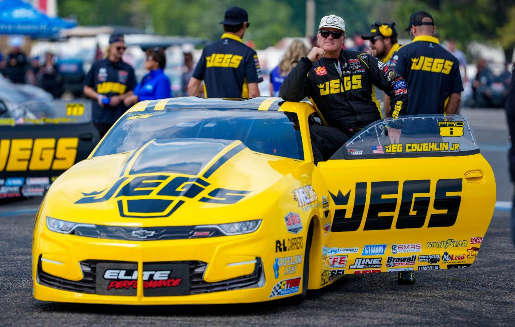 Elite Motorsports Aims to Extend Winning Streak at NHRA U.S. Nationals 3 Elite Motorsports drivers line up during U.S. Nationals competition runs at Indianapolis