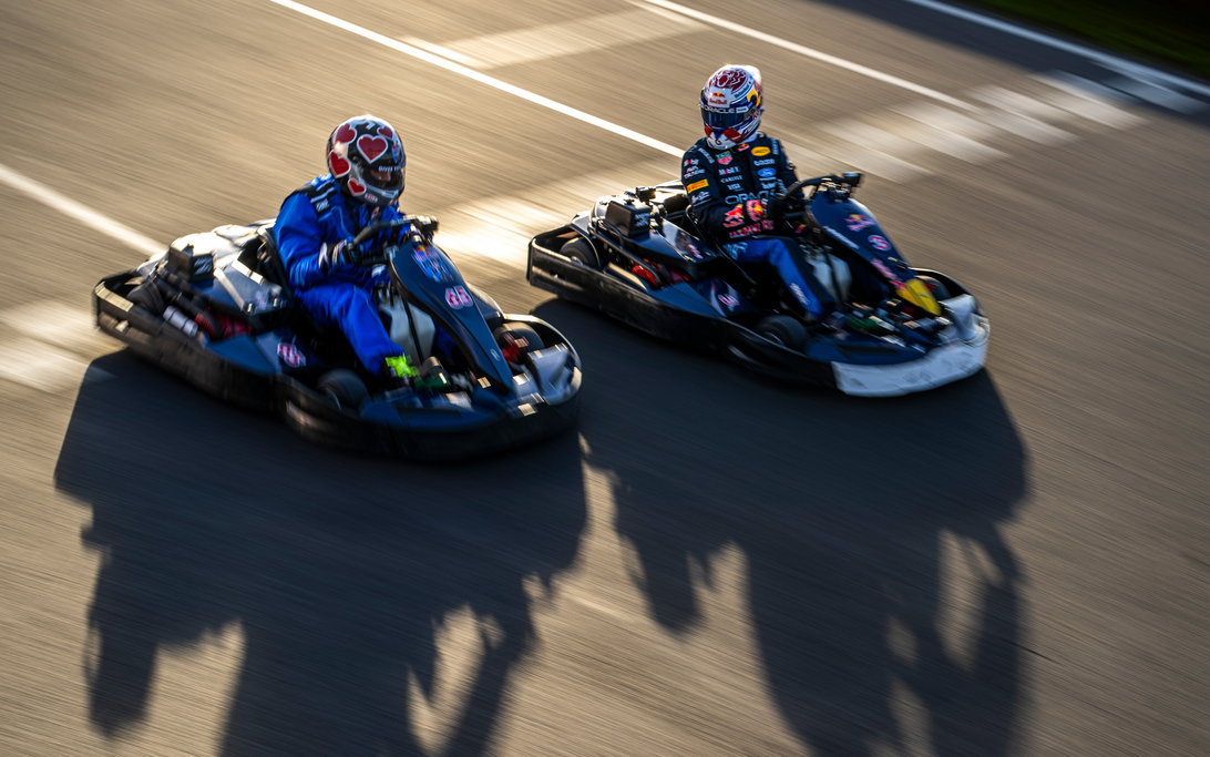 F1 Drivers Challenged by Max Verstappen: 'Just Turn Off the Cameras Now' 2 Max Verstappen during a karting challenge near Silverstone