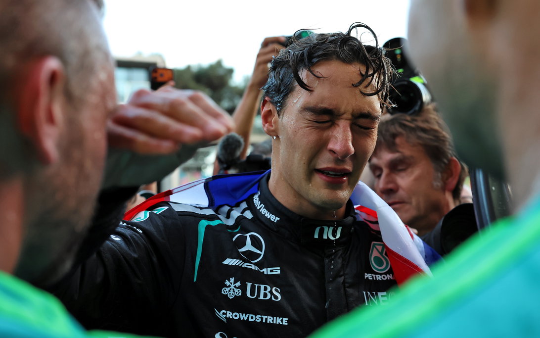 George Russell Issues Bold Rally Cry After Mercedes' Powerful Comeback 2 George Russell leads the Azerbaijan Grand Prix in Baku for Mercedes