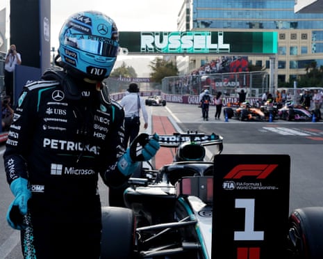 Who Poses the Biggest Threat to George Russell at Azerbaijan GP? 2 George Russell celebrates after securing pole position during Baku qualifying