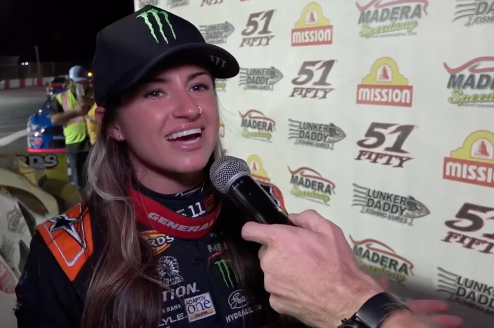 Hailie Deegan Climbs to Victory with Dramatic Last-Lap ARCA West Pass 2 Hailie Deegan celebrates after winning the ARCA West race at Madera Speedway with a last-lap pass