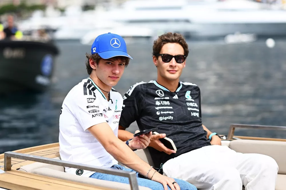 Kimi Antonelli Firmly Rejects Theory About George Russell’s Spot 2 Kimi Antonelli discusses Mercedes team dynamics during the 2026 F1 season