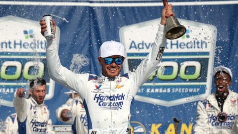 Kyle Larson Dominates Kansas NASCAR Cup with Record-Breaking Win 2 Kyle Larson leads the field en route to a dominant Kansas Speedway victory