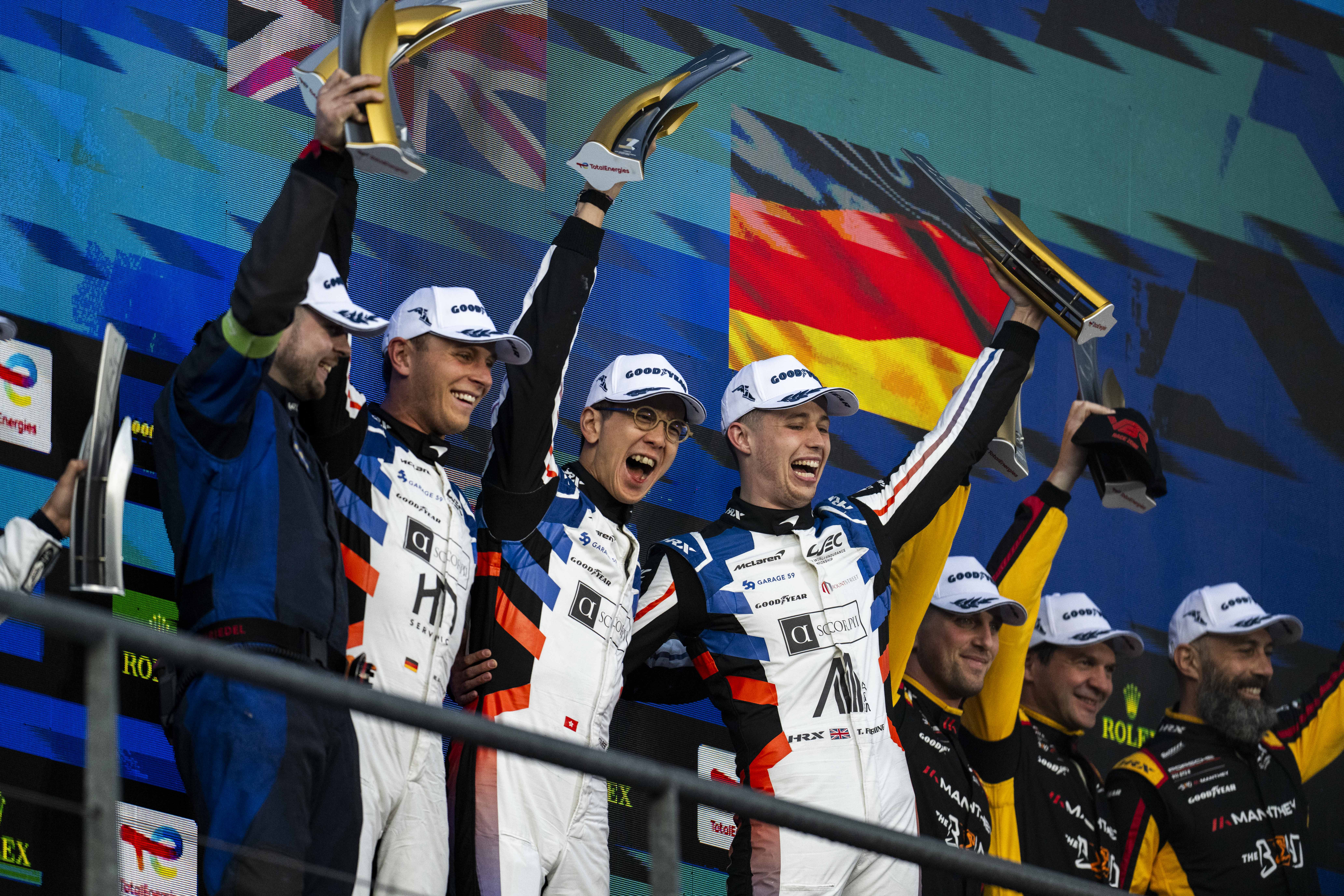 Massive Aston Martin LMGT3 Crash Ruled Racing Incident After Review 3 Garage 59 McLaren fighting in LMGT3 during the Fuji weekend.
