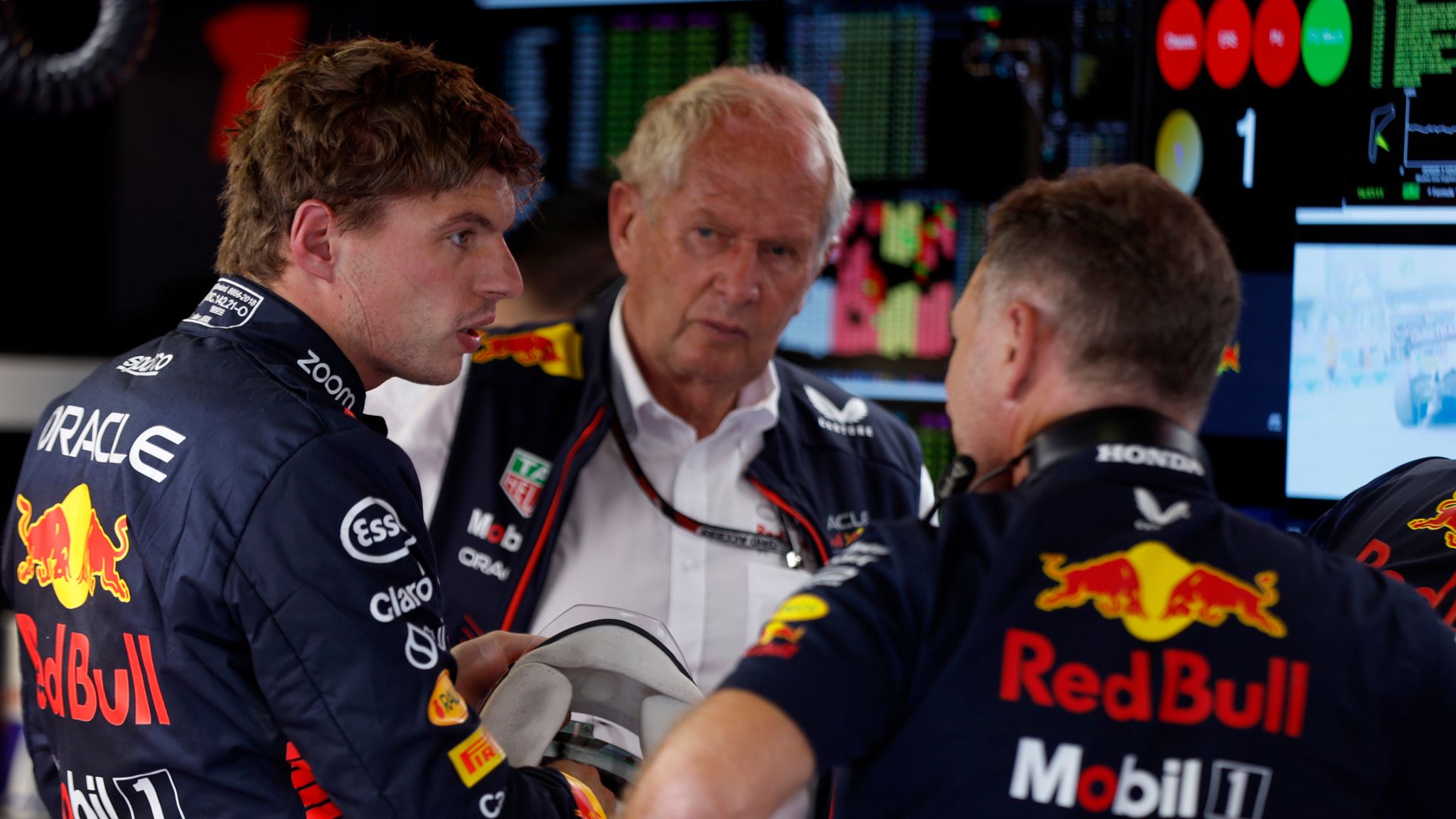Christian Horner Withdraws Helmut Marko Nightmare Claim on Verstappen Deal 2 Max Verstappen and Christian Horner during Red Bull discussions