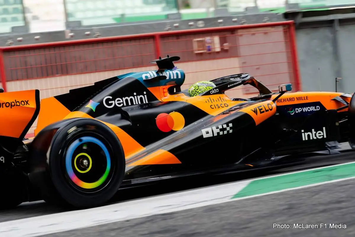 McLaren Unveils Game-Changing H-Wing Inspired by Key Lessons 2 McLaren MCL40 testing the H-Wing low-drag rear wing at Monza