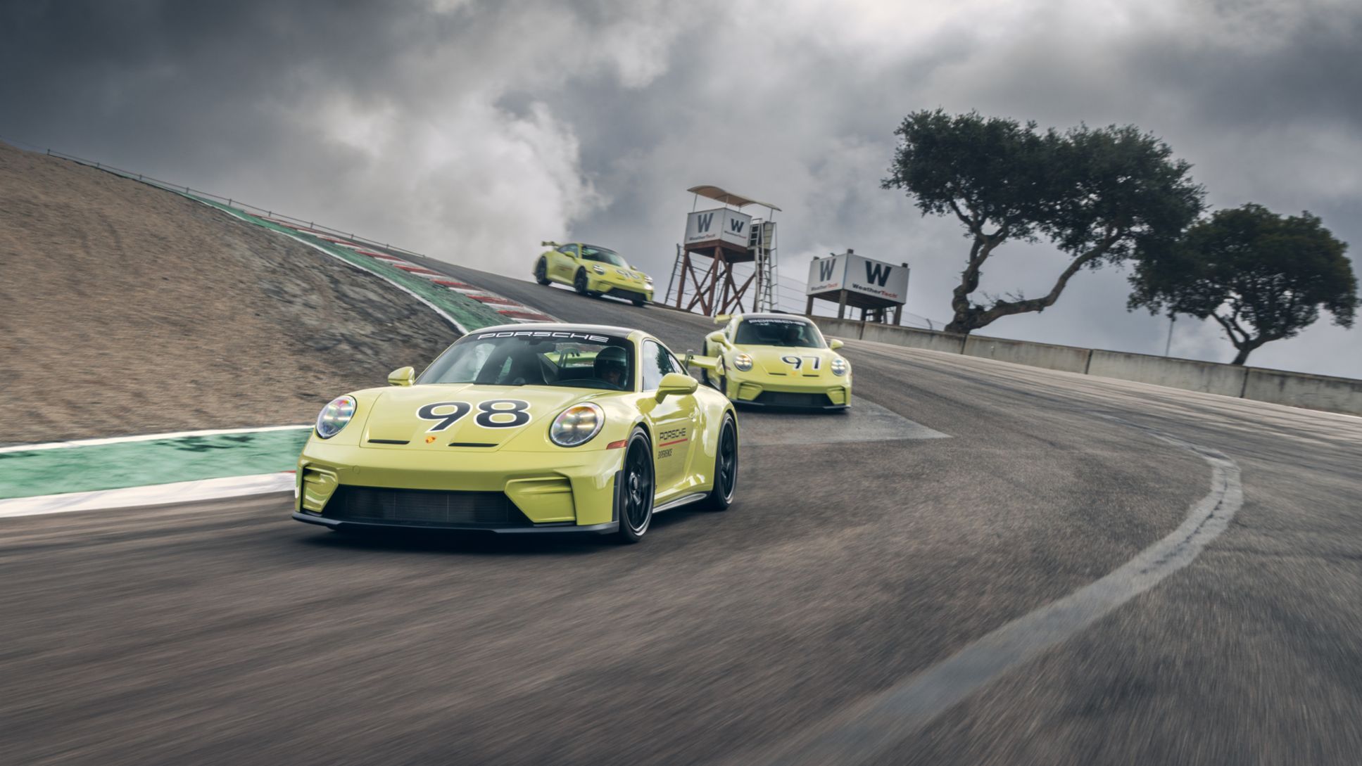 Thrilling (De)Livery Action Unfolds at Laguna Seca 3 Porsche on track at WeatherTech Raceway Laguna Seca (illustrative)