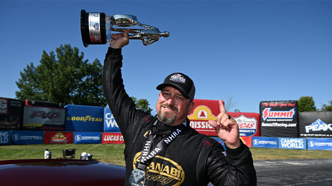 World Champ J.R. Gray Dominates JBS NHRA Pro Mod at Big Go Indy 3 J.R. Gray's Al-Anabi Performance Camaro launches during Pro Mod competition