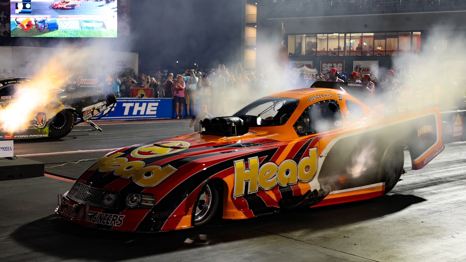 Spencer Hyde and Head Racing Boost Performance After Indy Race 2 Spencer Hyde and the Head Contractors and Engineers Funny Car at the U.S. Nationals