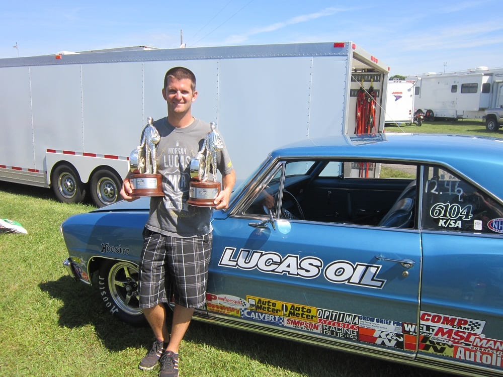 Brad Plourd Named September Racer of the Month for Peak Performance 2 Brad Plourd celebrates Peak Performance Sportsman Racer award after Rockingham win