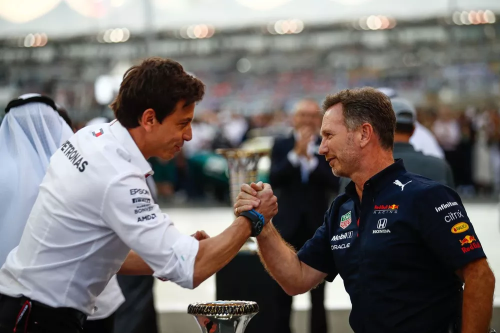 Christian Horner Reveals F1 Rivalry with Toto Wolff Was Pure Theatre 2 Christian Horner and Toto Wolff during a heated F1 paddock debate