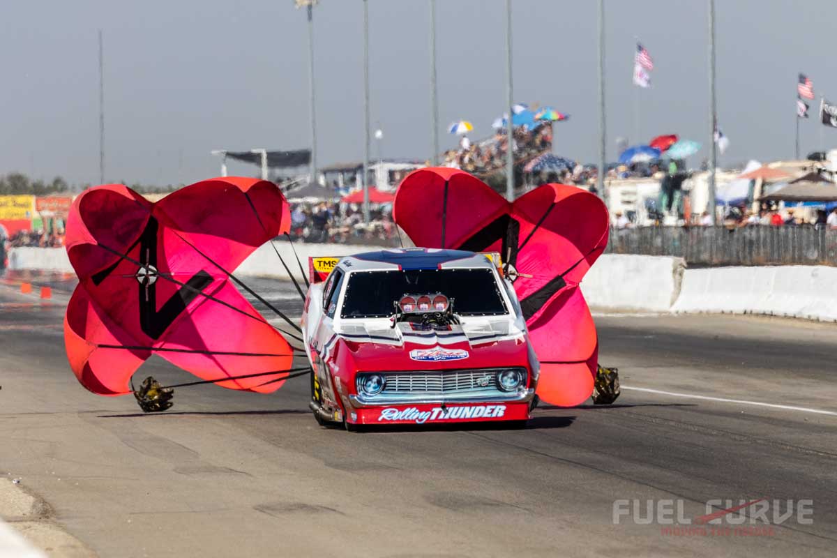 Nitro Thunder Dominates Famoso at California Hot Rod Reunion 2 Nostalgia Funny Car launches at Famoso Dragstrip during the California Hot Rod Reunion