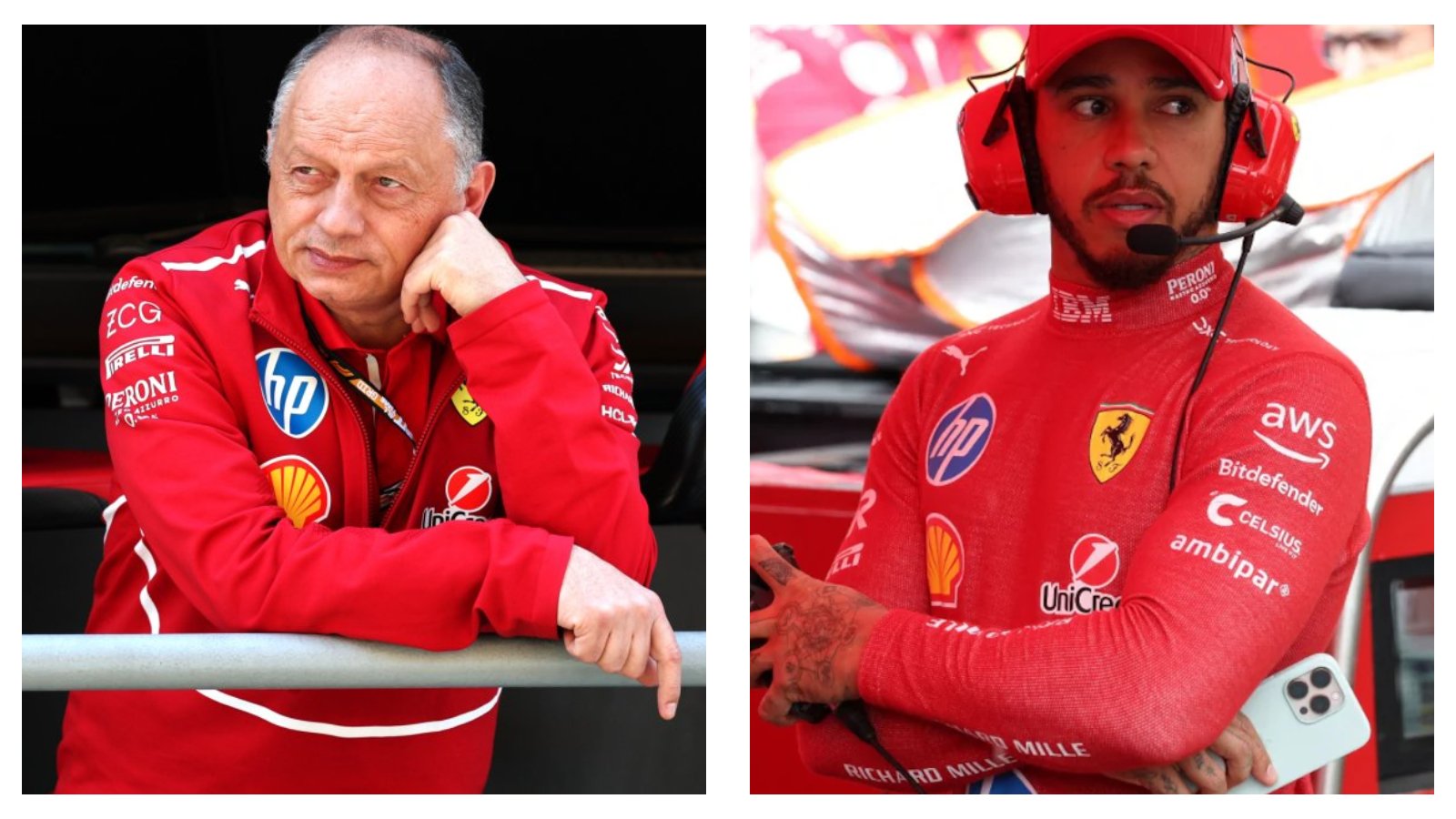Lewis Hamilton Slams Fred Vasseur’s Defence as ‘10 Times Worse’ 2 Fred Vasseur and Lewis Hamilton in discussion at a Ferrari race weekend