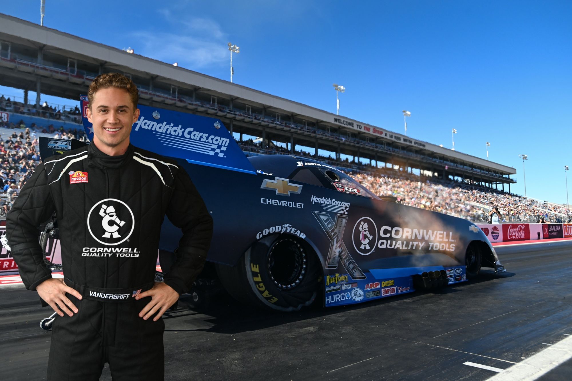 Jordan Vandergriff Secures Thrilling Semifinal Spot at Texas NHRA FallNationals 3 Jordan Vandergriff driving John Force Racing’s Cornwell Tools Chevrolet SS Funny Car