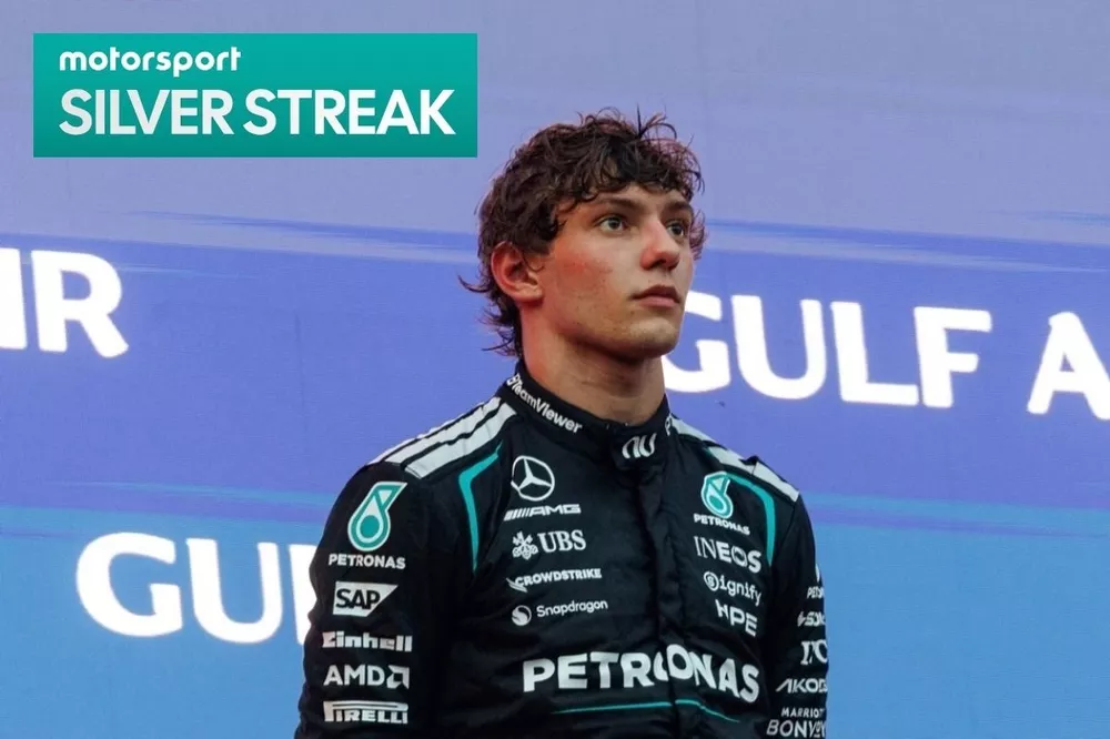 Mercedes Teases Kimi Antonelli Over Bahrain GP Podium Mistake 2 Mercedes jokes about Kimi Antonelli’s rose water mishap after the Bahrain GP podium ceremony.