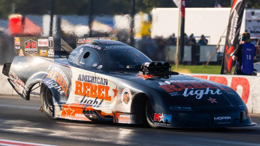 Points Leader Matt Hagan Revives American Rebel Beer Livery; Leah Pruett Debuts New St. Louis Design 2 Matt Hagan returns to American Rebel Light Beer livery for the Midwest Nationals