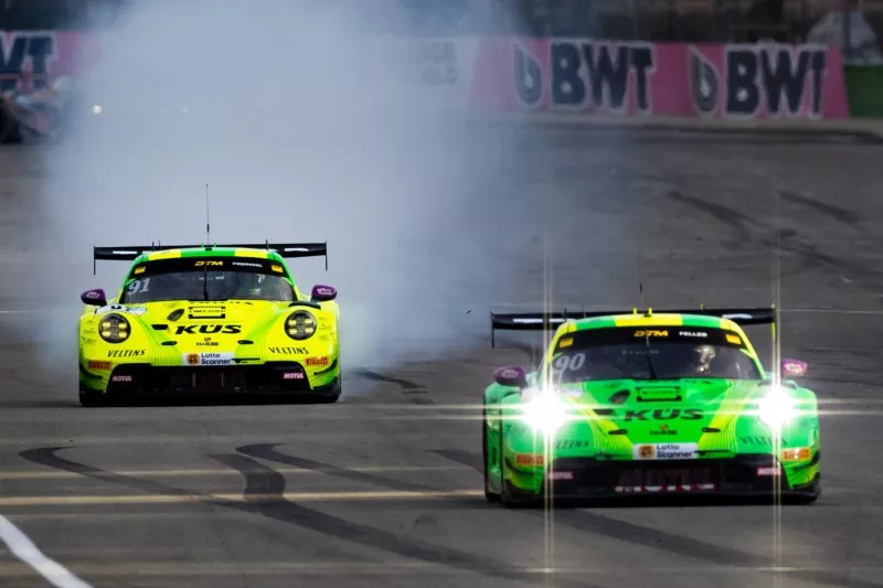 Preining Shares Funny Reason He Let Team-Mate Feller Pass 2 Thomas Preining celebrates DTM title at Hockenheim after letting teammate Ricardo Feller through on the final lap