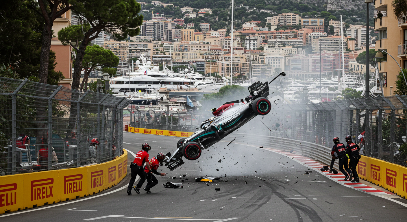 Charles Leclerc collision causes early Monaco GP practice red flag RacingNews365 Charles Leclerc Crash Sparks Early Monaco GP Red Flag